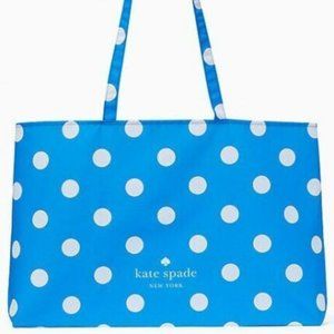 Kate Spade Polka Dot Large Canvas Shopper Beach Foldable Tote Beach/Pool Bag-NWT
